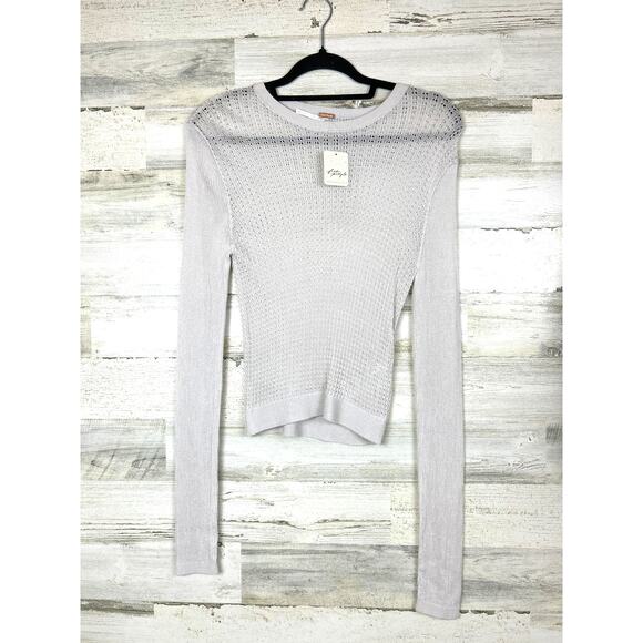 Free People Women’s Small Purple H2O Crew Pullover in Found Moon Sheer Top New - Picture 3 of 9